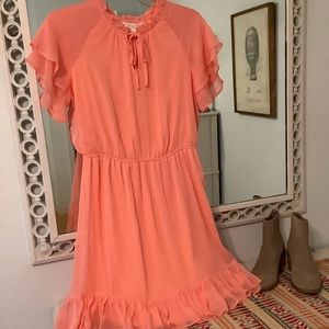 Lauren Conrad NWOT Dress,Sz Small Cute, Coral Crepe Cottage Core Romantic